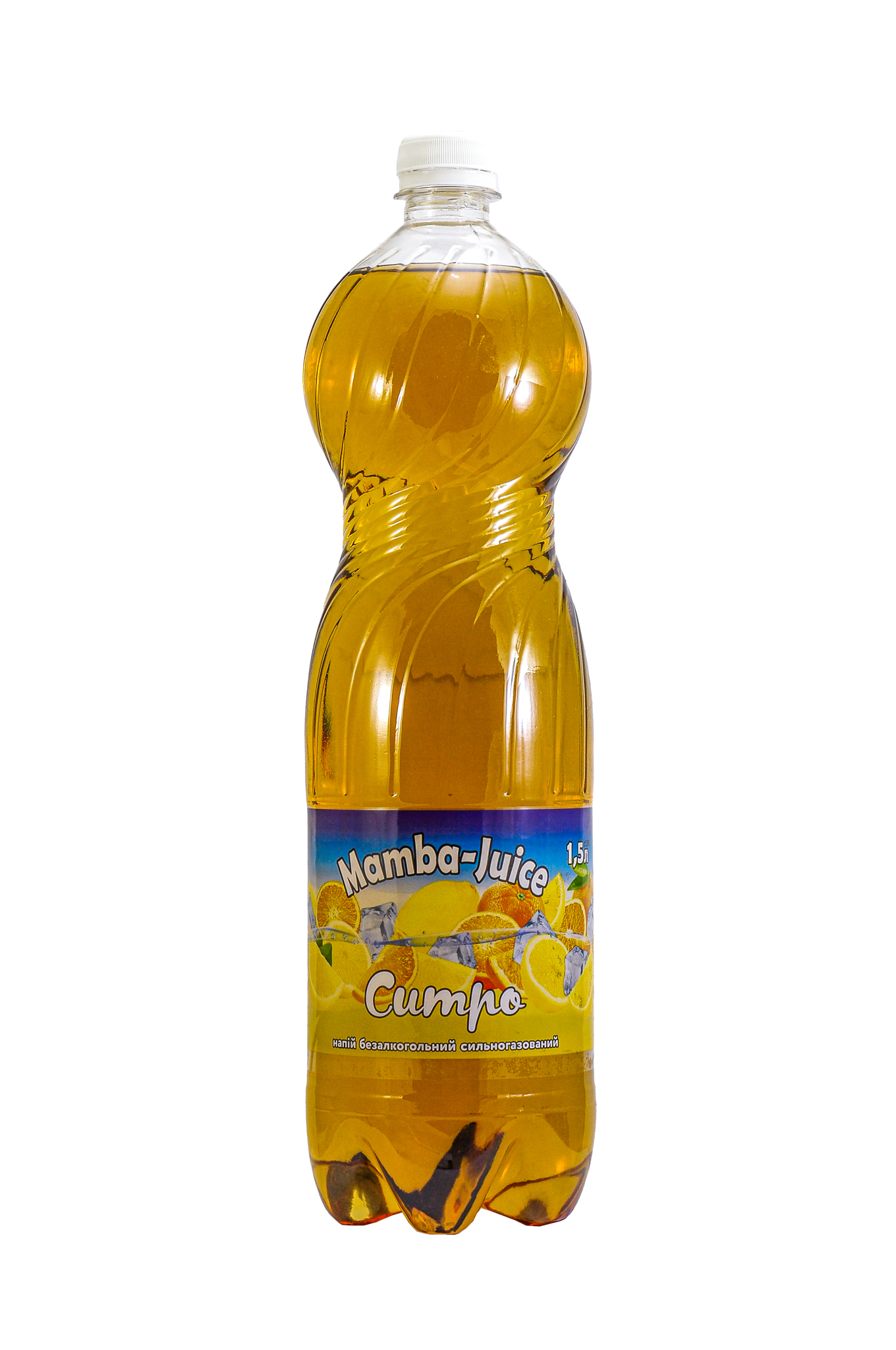 Напій безалкогольний на ароматизаторах сильногазований низькокалорійний з підсолоджувачами MAMBA-JUICE "СИТРО" 1,5 л.